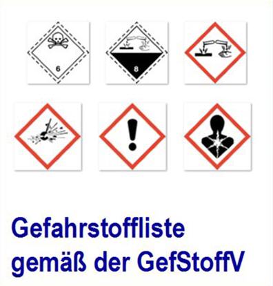 Verwaltung der Gefahrstoffen in der Software f�r die Gefahrstoffliste.