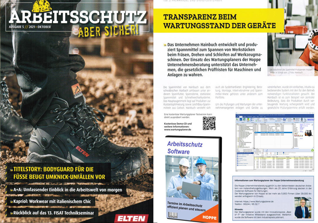 Arbeitsschutz aber Sicher/ 06-21 S-Zwei Verlag GmbH Transparenz beim Wartungsbestand der Ger�te