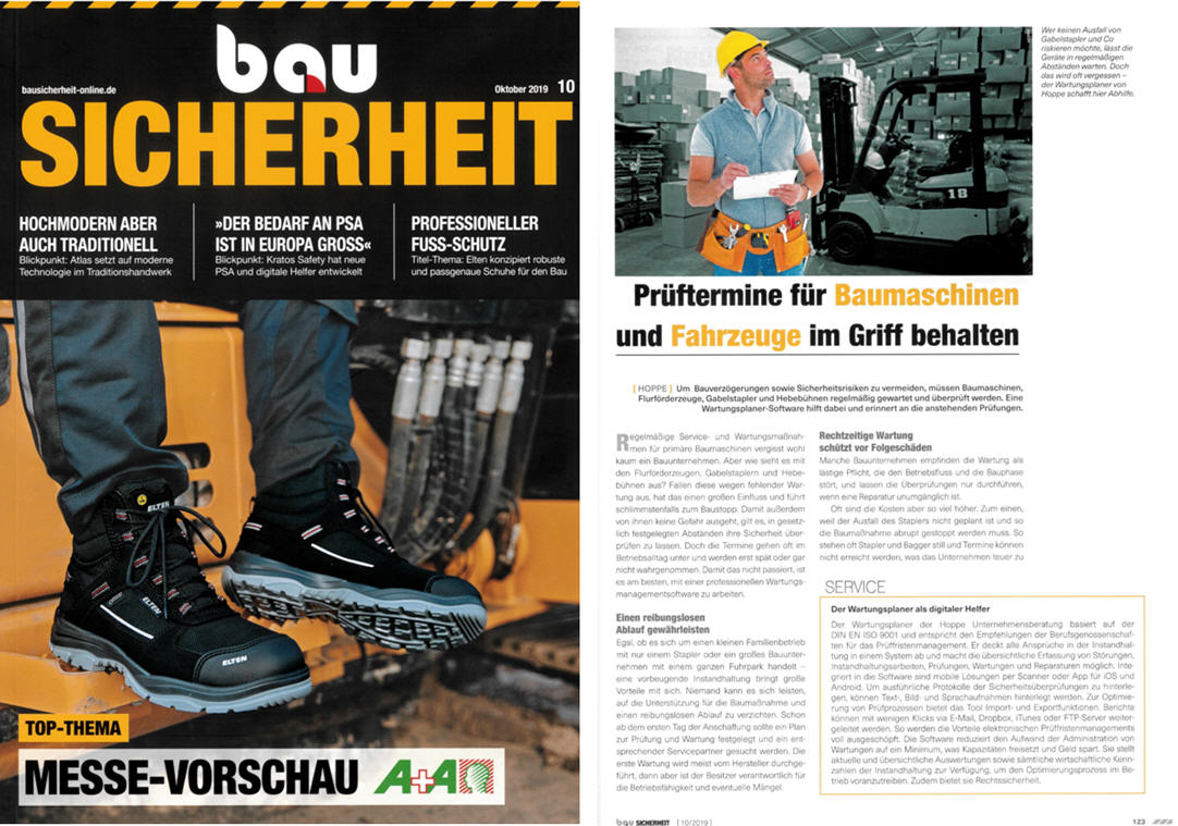 Bau Sicherheit November/19 - Pr�ftermin f�r Baumaschinen und Fahrzeuge im Griff behalten