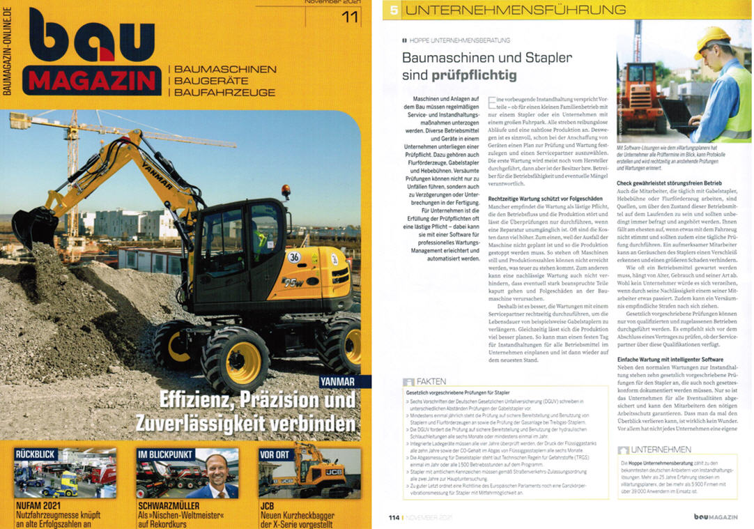 Baumagazin - November/21 - Baumaschinen und Stapler sind pr�fpflichtig