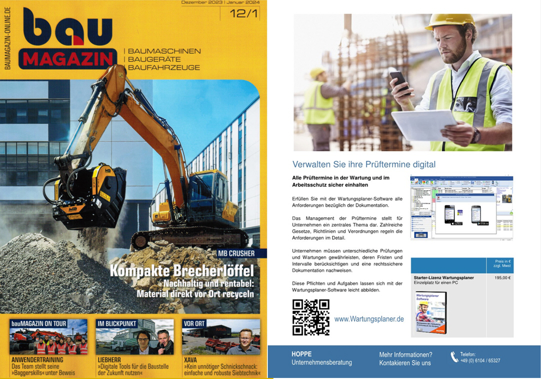 Baumagazin 12-23 SBM Verag GmbH, BAUMASCHINEN - So haben Sie alle Pr�ftermine im Griff