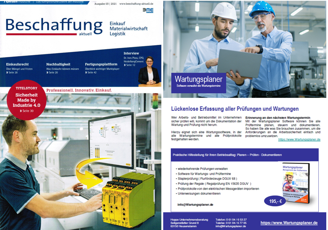 Beschaffung aktuell/03-21 Konradin Verlag, Wartungsplaner - L�ckenlose Erfassung aller Pr�fungen und Wartungen