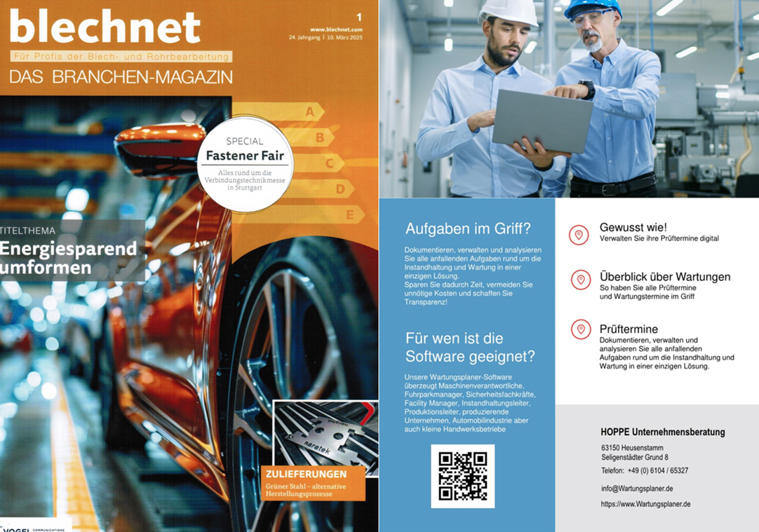 Blechnet Vogel Communication Group M�rz/25 Wartungsplaner hat die Wartungstermine im Griff