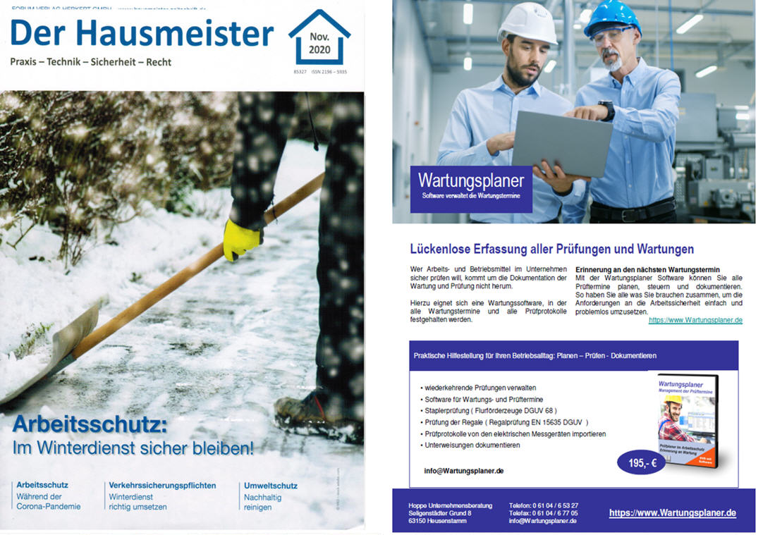 Der Hausmeister November/20 Forum Verlag Herkert - L�ckenlose Erfassung aller Pr�fungen und Wartungen