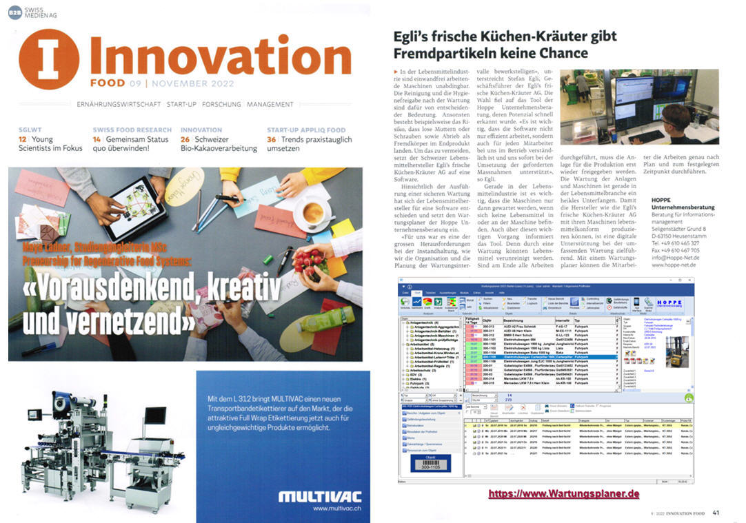 innovation-food/ 11-22 B2B Swiss Medien AG Egli's frische K�chenkr�uter AG gibt Fremdpartikeln keine Chance