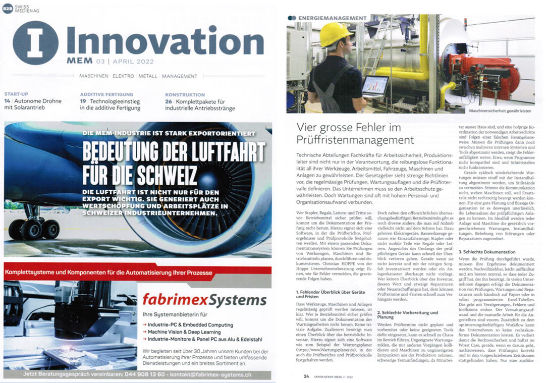 innovation-mem/ 04-22 B2B Swiss Medien AG  Vier gro�e Fehler im Pr�ffristenmanagement