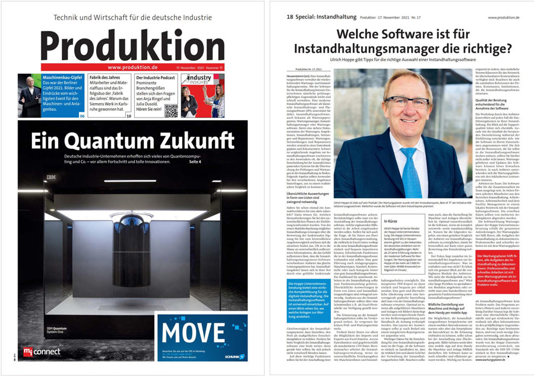 Instandhaltung Produktion - verlag moderne industrie GmbH Nov/21 - Welche Software ist f�r Instandhaltungsmanager die richtige?