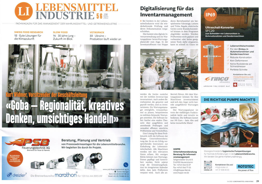 Lebensmittel-Industrie 06-2023 B2B Swiss Medien AG Digitalisierung f�r das Inventarmanagement