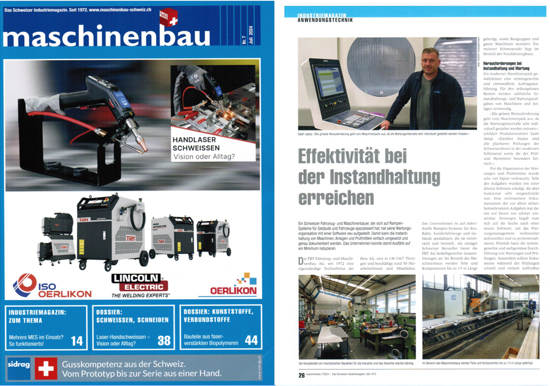 Maschinenbau Schweiz.ch Olympia Verlag Effektivit�t bei der Instandhaltung erreichen