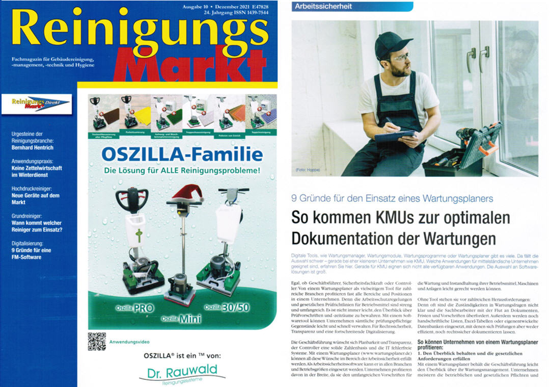 Reinigungsmarkt Dez/21 - 9 Gr�nde f�r den Eisnatz eines Wartungsplaners