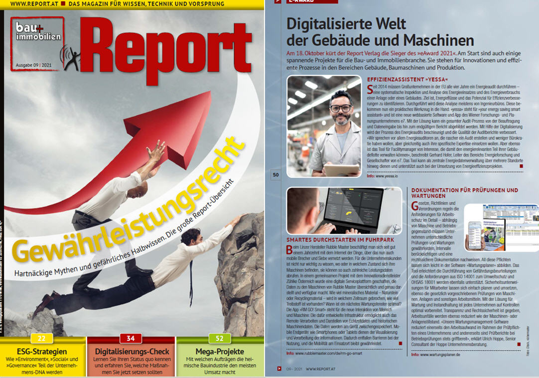 Bau + Immobilien Report.at Report Verlag GmbH & Co KG Oktober/21 - Digitalisierte Welt der Geb�ude und Maschinen
