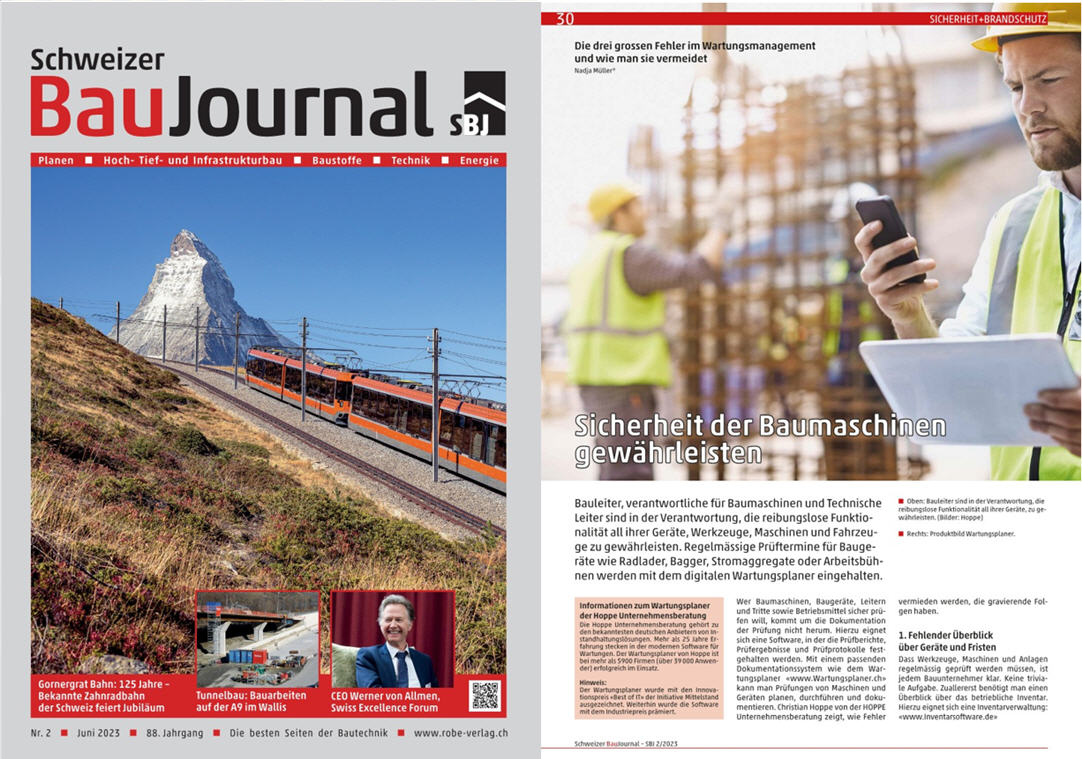 Schweizer Baujournal  / Juni 23 Robe Verlag. Die drei gro�en Fehler im Wartungsmanagement und wie man sie vermeidet