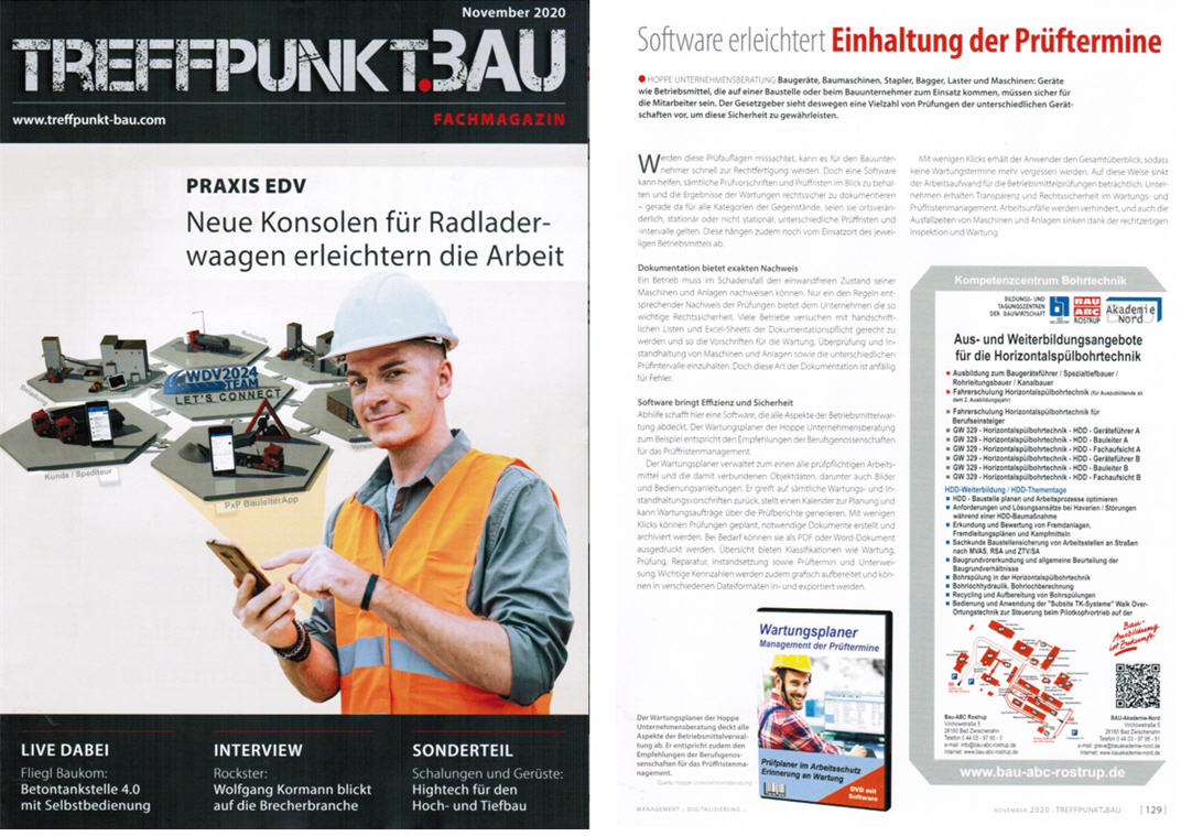 Treffpunkt Bau - Software erleichtert die Einhaltung der Pr�ftermine