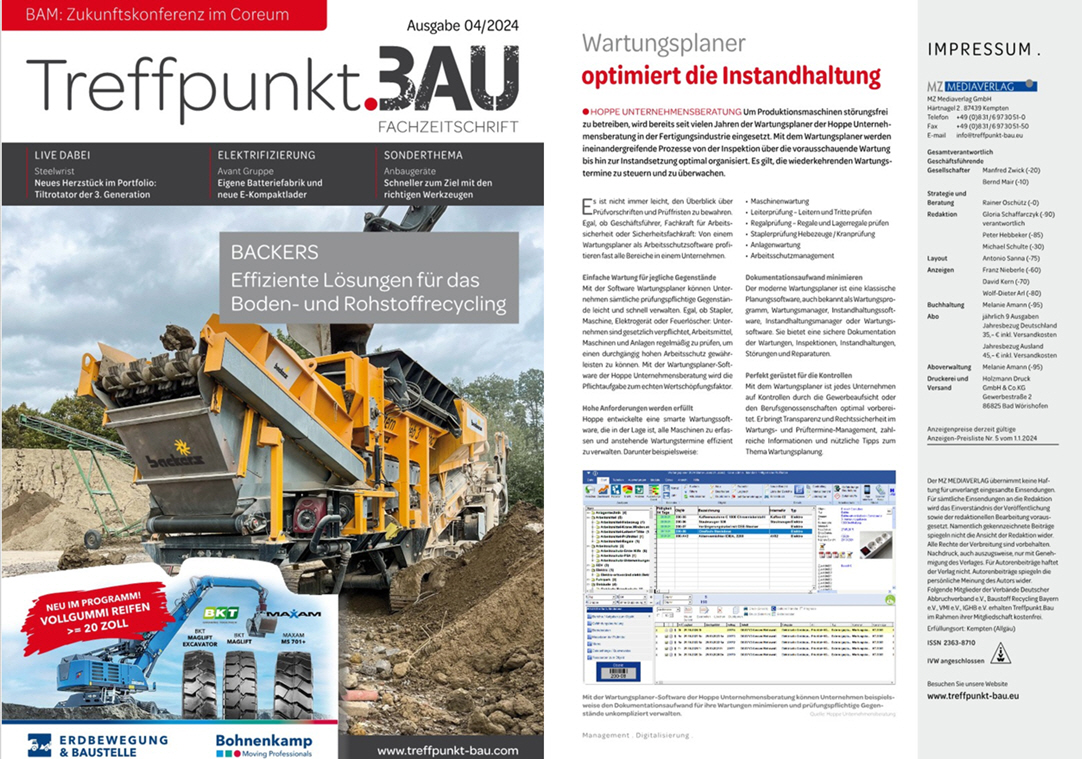 Treffpunkt Bau / 04-24 Wartungsplaner optimiert die Instandhaltung