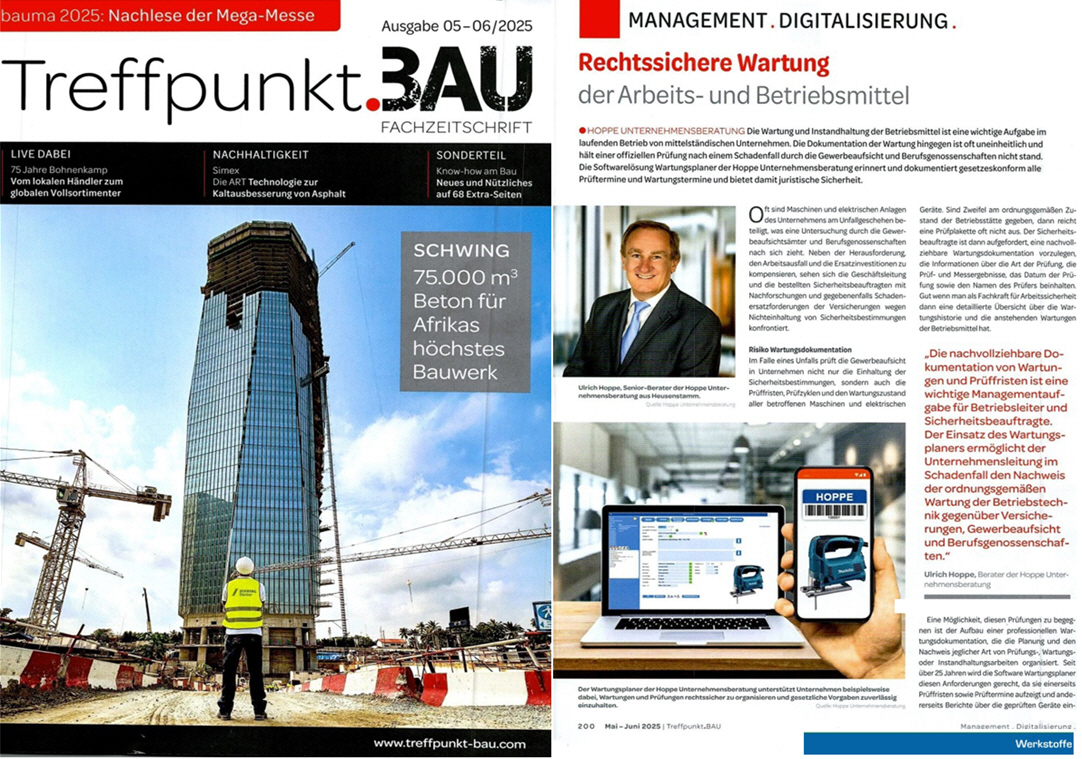 Treffpunkt Bau / 06-25 Rechtssichere Wartung der Arbeits- und Betriebsmittel