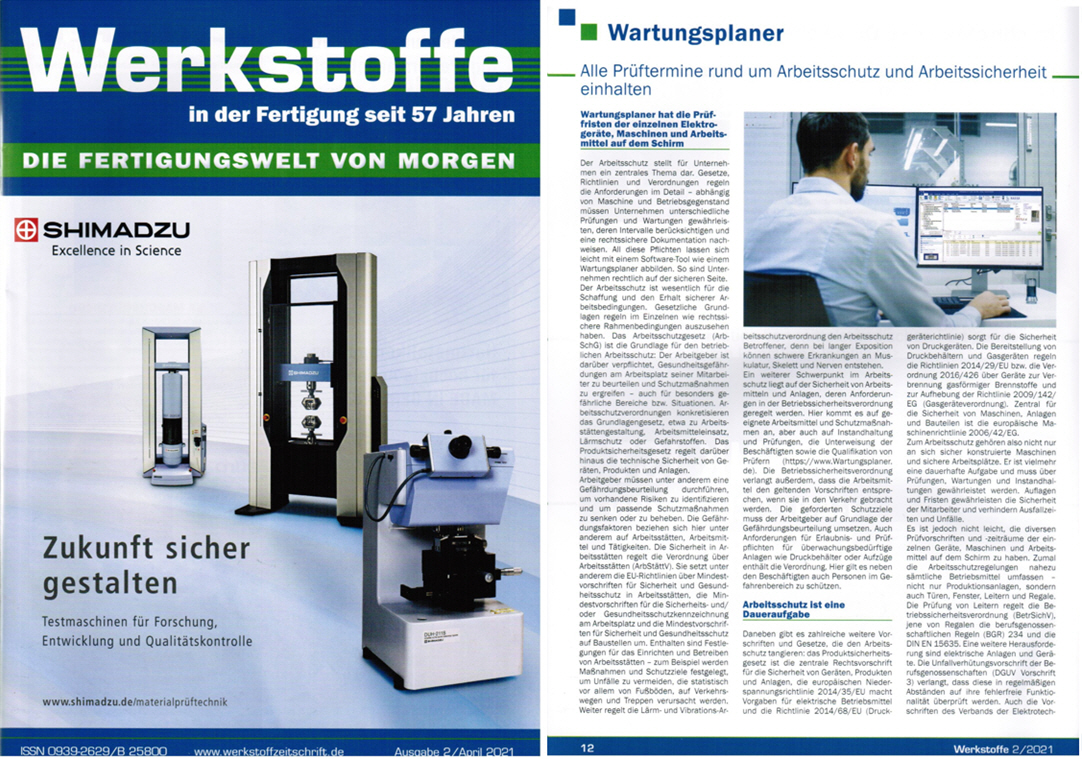 Werkstoffe in der Fertigung April/21 - Alle Pr�ftermine rund um Arbeitsschutz und Arbeitssicherheit einhalten
