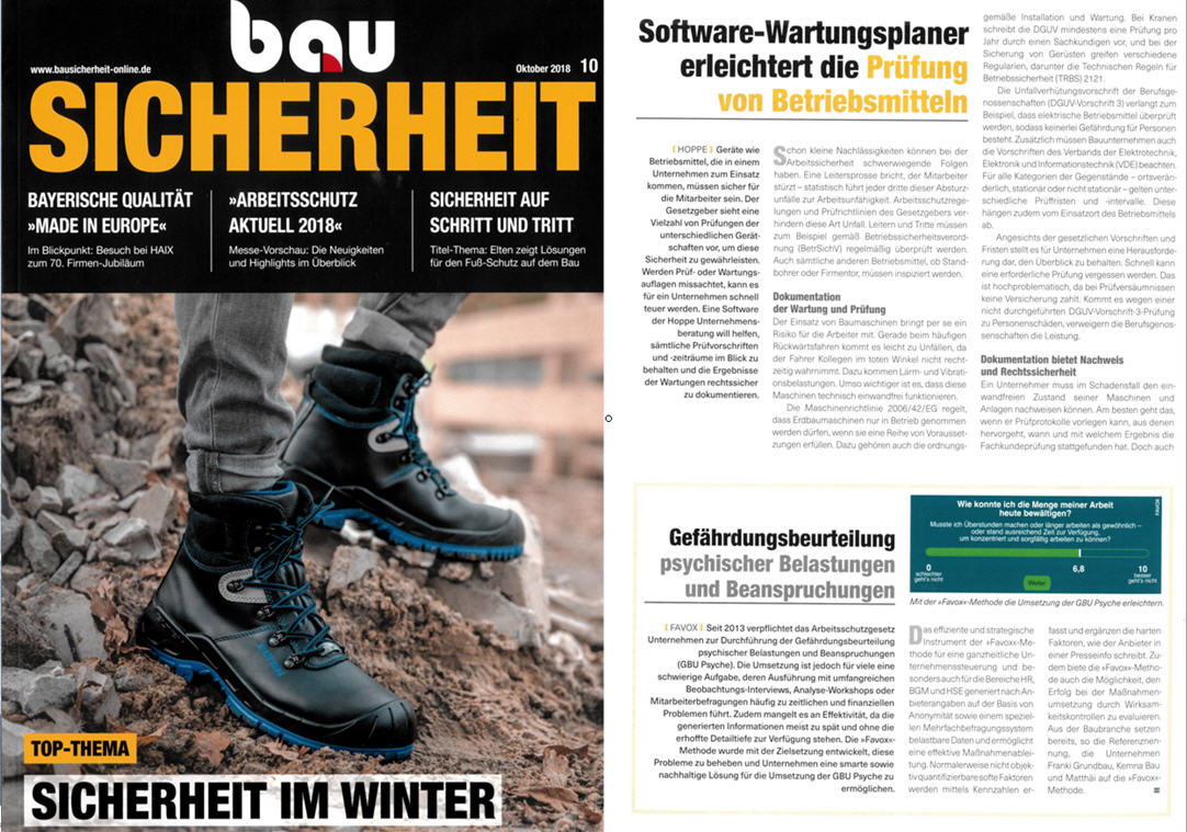 Bau Sicherheit Okt./18 Software Wartungsplaner erleichtert die Prfung von Betriebsmitteln