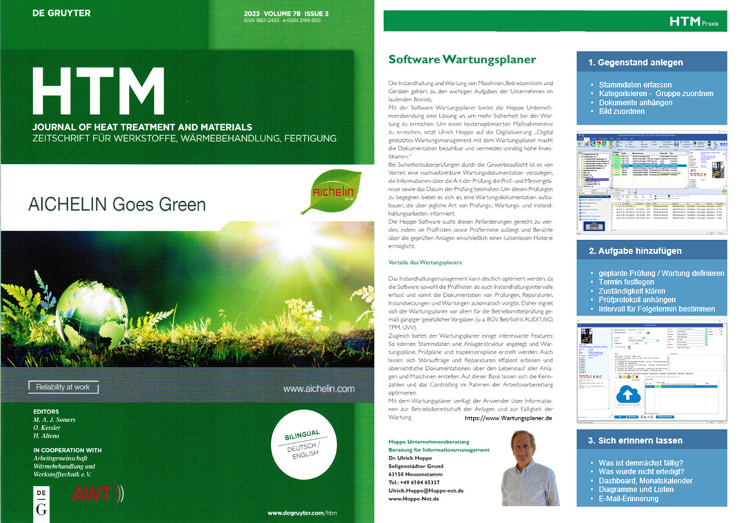 HTM Heat Treatment and Materials - De Gruyter  Aug/23. Betriebsmittelprfung gem gngiger gesetzlicher Vorgaben