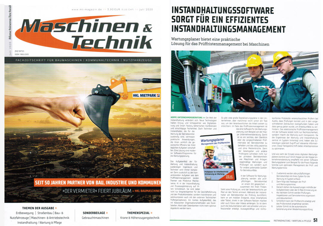 Maschinen & Technik Juli/20 - Instandhaltungssoftware sorgt fr ein effizientes Instandhaltungsmanagement